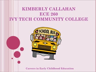 KIMBERLY CALLAHAN ECE 260 IVY TECH COMMUNITY COLLEGE Careers in Early Childhood Education 