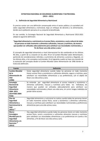 ENSAN Estrategia Nacional de Seguridad Alimentaria y Nutricional | PDF