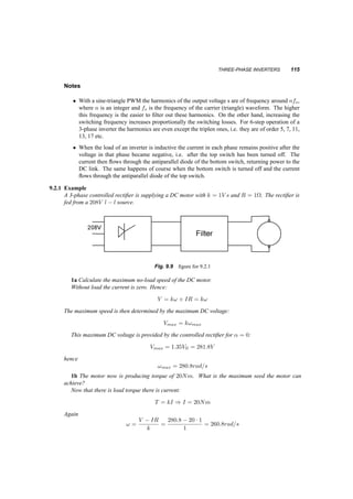 110 INVERTERS 
Fig. 9.1 Typical variable voltage and frequency system supplied from a power system 
Fig. 9.2 One leg of an inverter 
Fig. 9.3 PWM scheme to determine which switch should be closed 
 