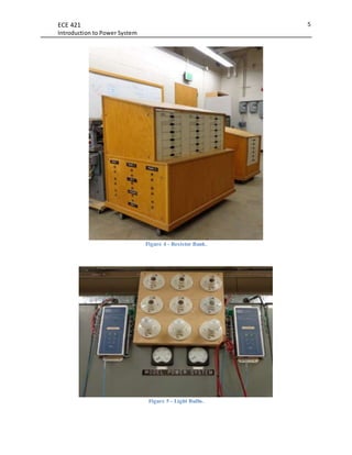 ECE 421
Introduction to Power System
5
Figure 4 - Resistor Bank.
Figure 5 - Light Bulbs.
 