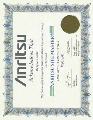 Ben Gatlin Sr. Anritsu Certifications