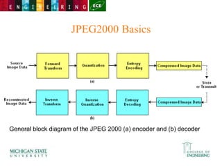 JPEG2000 Basics
General block diagram of the JPEG 2000 (a) encoder and (b) decoder
 