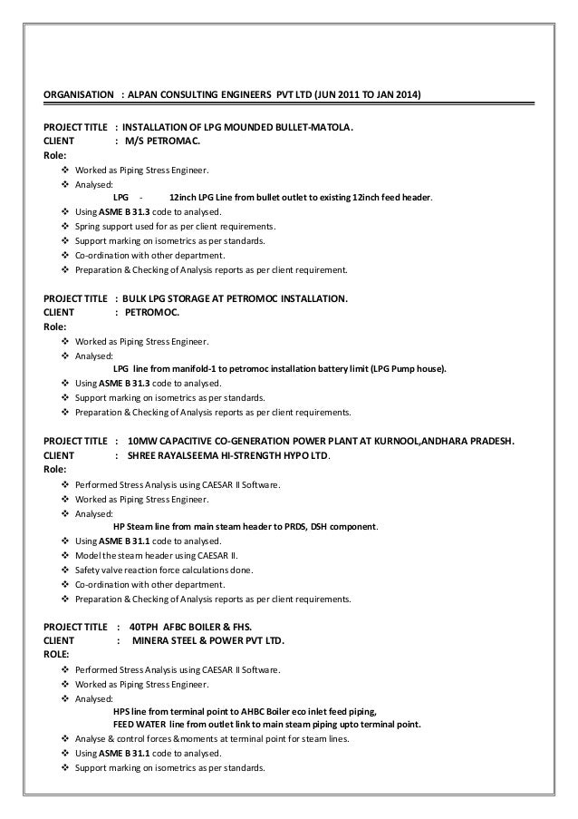 sample resume piping designer job description engineer