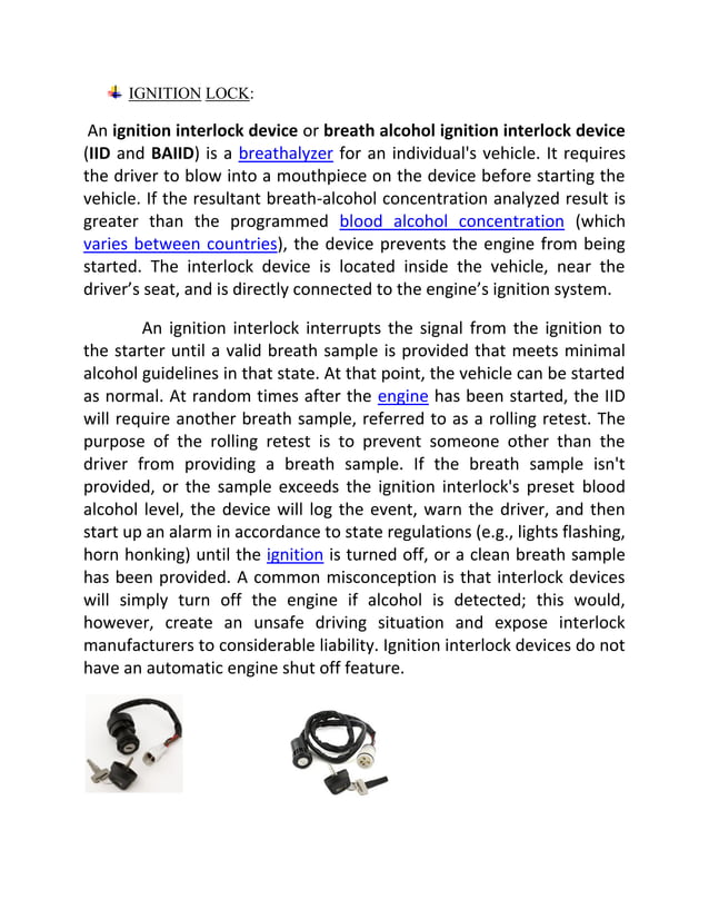 Alcohol sensing alert with engine locking project