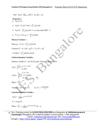 Ece formula sheet | PDF