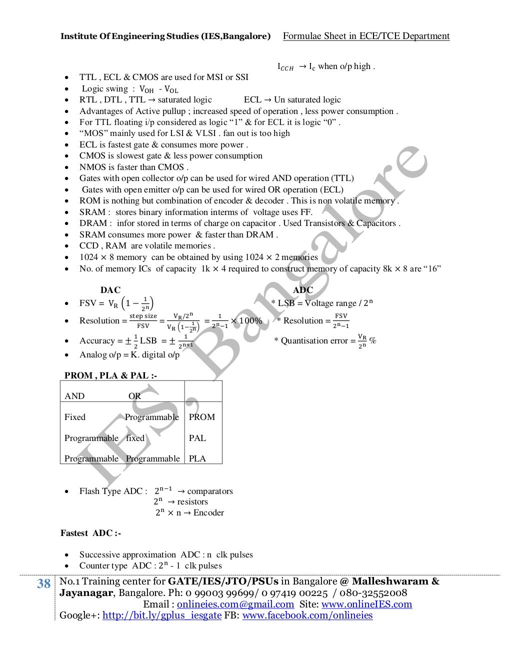 Ece formula sheet