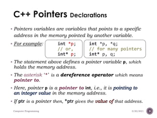 Computer programming course(c++ pointer)) | PPT