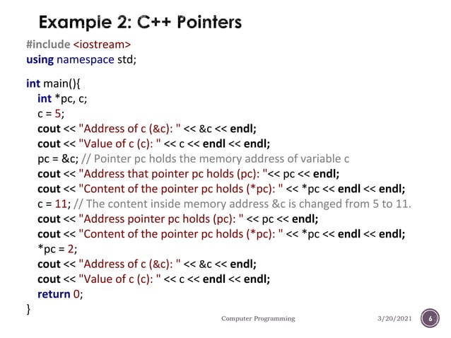 Computer programming course(c++ pointer)) | PPT