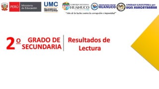 2O GRADO DE
SECUNDARIA
Resultados de
Lectura
 