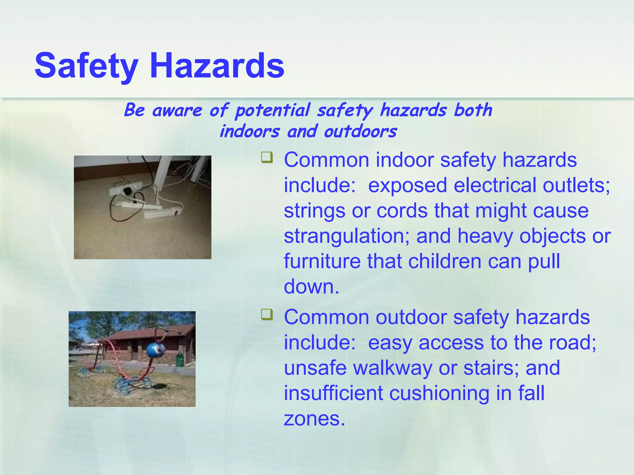 Tips for ECERS-R
 Activities such as art, fine
motor, blocks, dramatic
play, books, music, nature
and science, and math
should be accessible to
children for a substantial
portion of the day.
 The term substantial
portion of the day means
“at least one-third of the
time the center is in
session.”
 