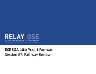 ECE SGA-101: YEAR 1 PATHWAY
Session #7: Pathway Review
 