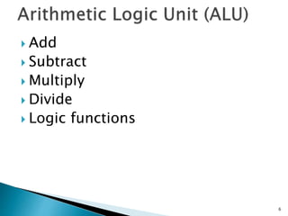  Add
 Subtract
 Multiply
 Divide
 Logic functions
6
 