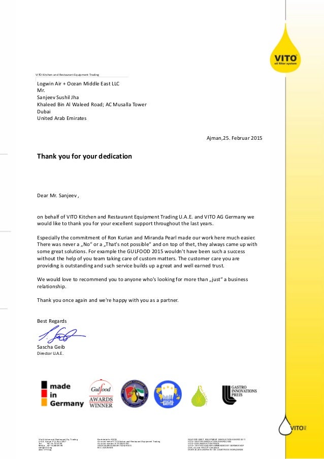 Letter of Dedication