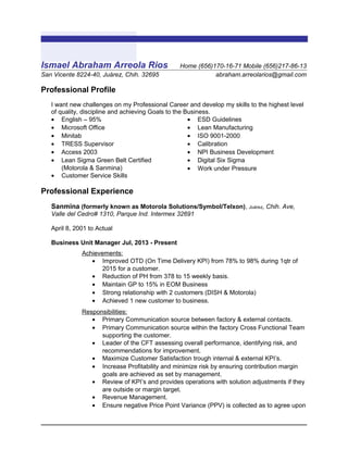 Abraham Arreola Rios - Curriculum Vitae 06.29.2015