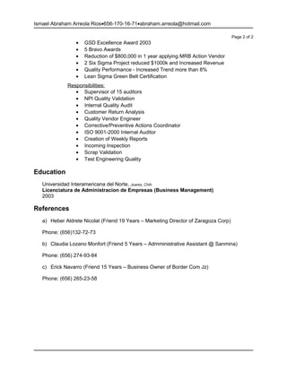 Abraham Arreola Rios - Curriculum Vitae 06.29.2015