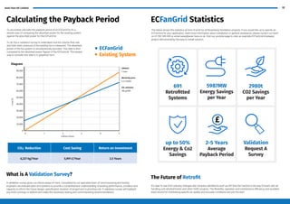 Axair Fans UK Limited 17
A validation survey gives our clients peace of mind. Completed by our specialist team of commissioning and testing
engineers we evaluate plant and systems to provide a comprehensive understanding of existing performance, condition and
capacity to inform the future design, specification, duration of project and to prioritise risk. A validation survey will highlight
any short comings or defects and make the necessary testing and commissioning recommendations.
What is A Validation Survey?
Calculating the Payback Period
To accurately calculate the payback period of an ECFanGrid, it’s a
simple case of comparing the absorbed power for the existing system
against the absorbed power for the ECFanGrid.
To do this a validation survey is undertaken and the volume flow rate
and total static pressure of the existing fan is measured. The absorbed
power of the fan system is simultaneously recorded. This data is then
compared to the absorbed power figures of the ECFanGrid. The easiest
way to consider this data is in graphical form.
Life-Cylce-Costs
Project name:
Project no.:
Diagram
5
4
3
2
1
0
90,000
80,000
70,000
60,000
50,000
40,000
30,000
20,000
10,000
0
5 Years
Lifetime
0.15 £/kWh
Electricity price
Lifetime [Years]
Costs
[£]
208 g/kWh
CO2 emission
Group Return of Invest in
CO2 reduction Cost saving
2 2.5 Years
6,227 kg/Year 5,991 £/Year
1 Reference
Existing System
ECFanGrid
CO Reduction Cost Saving Return on Investment
6,227 kg/Year 5,991 £/Year 2.5 Years
2
691
Retrofitted
Systems
ECFanGrid Statistics
The below shows the statistics at time of print for all Rosenberg Ventilation projects. If you would like us to specify an
ECFanGrid for your application, need more information about installation or general assistance, please contact our team
on 01782 349 430 or email sales@axair-fans.co.uk. Visit our youtube page to view an example ECFanGrid timelapse
project demonstrating the easy to install solution.
17
It’s clear to see from industry changes and company exhibitions such as ISH that the FanGrid is the way forward with air
handling unit refurbishments and other HVAC projects. The flexibility, operation and maintenance efficiency and excellent
track record for maintaining specific air quality and acoustic conditions are just the start.
The Future of Retrofit
5987MW
Energy Savings
per Year
2980t
CO2 Savings
per Year
up to 50%
Energy & Co2
Savings
2-5 Years
Average
Payback Period
Validation
Request A
Survey
 