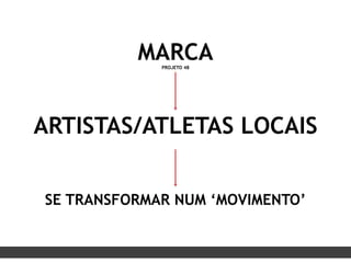 PROJETO 48
ARTISTAS/ATLETAS LOCAIS
MARCA
SE TRANSFORMAR NUM ‘MOVIMENTO’
 