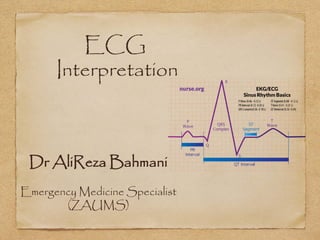 ECG
Interpretation
Dr AliReza Bahmani
Emergency Medicine Specialist
(ZAUMS)
 