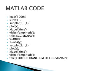 ECG SIGNAL GENERATED FROM DATA BASE USING MATLAB | PPTX | Heart and ...
