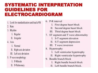 SYSTEMATIC INTERPRETATION
GUIDELINES FOR
ELECTROCARDIOGRAM
 