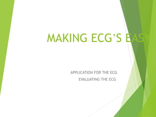 MAKING ECG’S EASY
APPLICATION FOR THE ECG
EVALUATING THE ECG
 