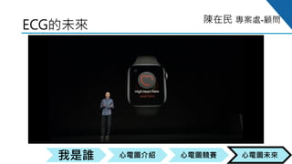 心電圖競賽心電圖介紹我是誰 心電圖未來
陳在民 專案處-顧問
ECG的未來
 