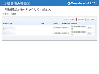 © Money Forward Inc. All Rights Reserved
⾦融機関の登録②
「新規追加」をクリックしてください。
 