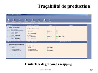 Traçabilité de production L’interface de gestion du mapping 