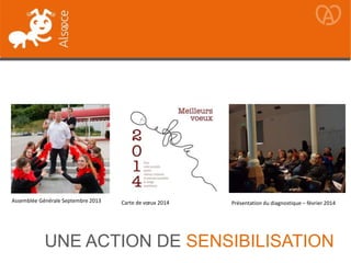 UNE ACTION DE SENSIBILISATION
Assemblée Générale Septembre 2013 Présentation du diagnostique – février 2014Carte de vœux 2014
 