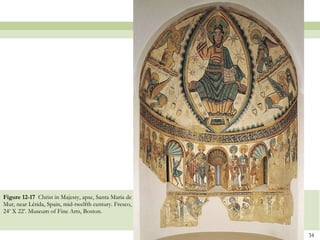 Figure 12-17  Christ in Majesty, apse, Santa María de Mur, near Lérida, Spain, mid-twelfth century. Fresco, 24’ X 22’. Museum of Fine Arts, Boston.  