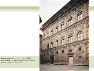 Figure 16-38  LEON BATTISTA ALBERTI BERNARDO ROSSELLINO, Palazzo Rucellai, Florence, Italy, ca. 1452–1470. 