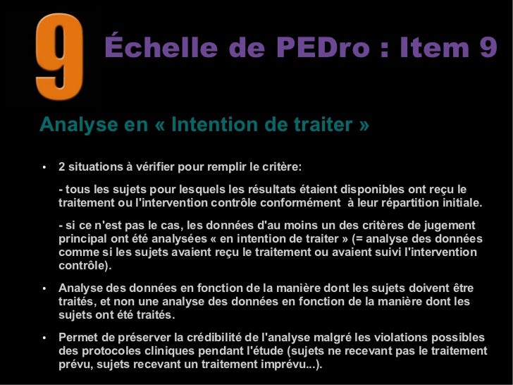 Echelle de PEDro validité interne d'un