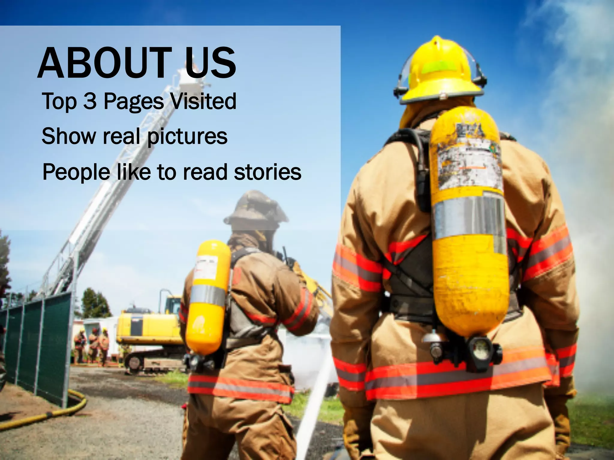 ABOUT US
Top 3 Pages Visited
Show real pictures
People like to read stories
 