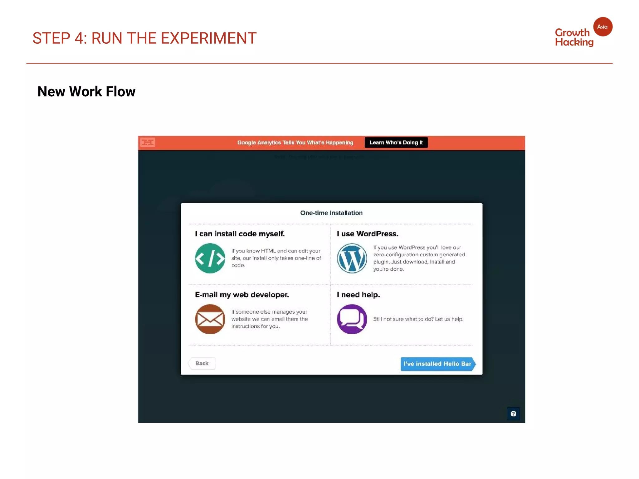 STEP 4: RUN THE EXPERIMENT
New Work Flow
 