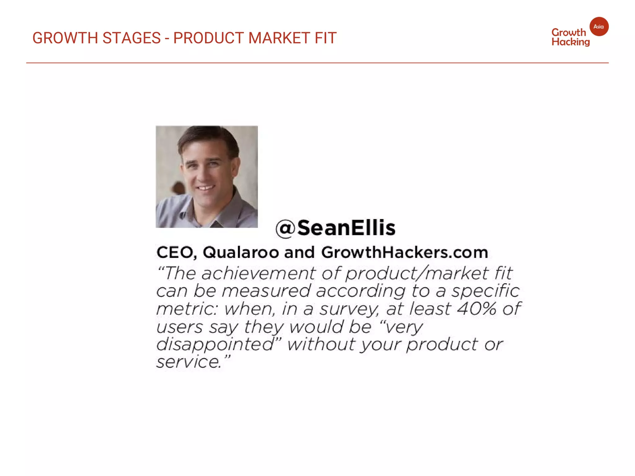 GROWTH STAGES - PRODUCT MARKET FIT
 