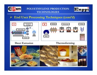 POLYETHYLENE PRODUCTION
TECHNOLOGIES
Sheet Extrusion Thermoforming
 End User Processing Techniques (cont’d)
 