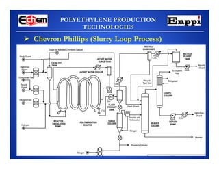 POLYETHYLENE PRODUCTION
TECHNOLOGIES
 Chevron Phillips (Slurry Loop Process)
 