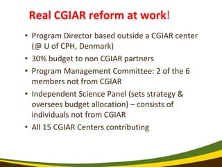 Reform in the making: CGIAR Research Program on Climate Change and Food Security (CCAFS)