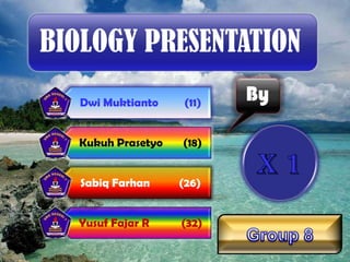 BIOLOGY PRESENTATION
   Dwi Muktianto    (11)   By

   Kukuh Prasetyo   (18)


   Sabiq Farhan     (26)


  Yusuf Fajar R     (32)
 