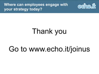 Where can employees engage with
your strategy today?

Thank you
Go to www.echo.it/joinus

 