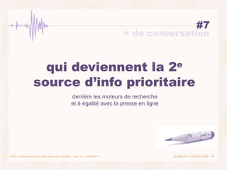 49ECHO – les français face aux médias sociaux et l’e-réputation – vague 2 – novembre 2010
#7
+ de conversation
qui devienn...