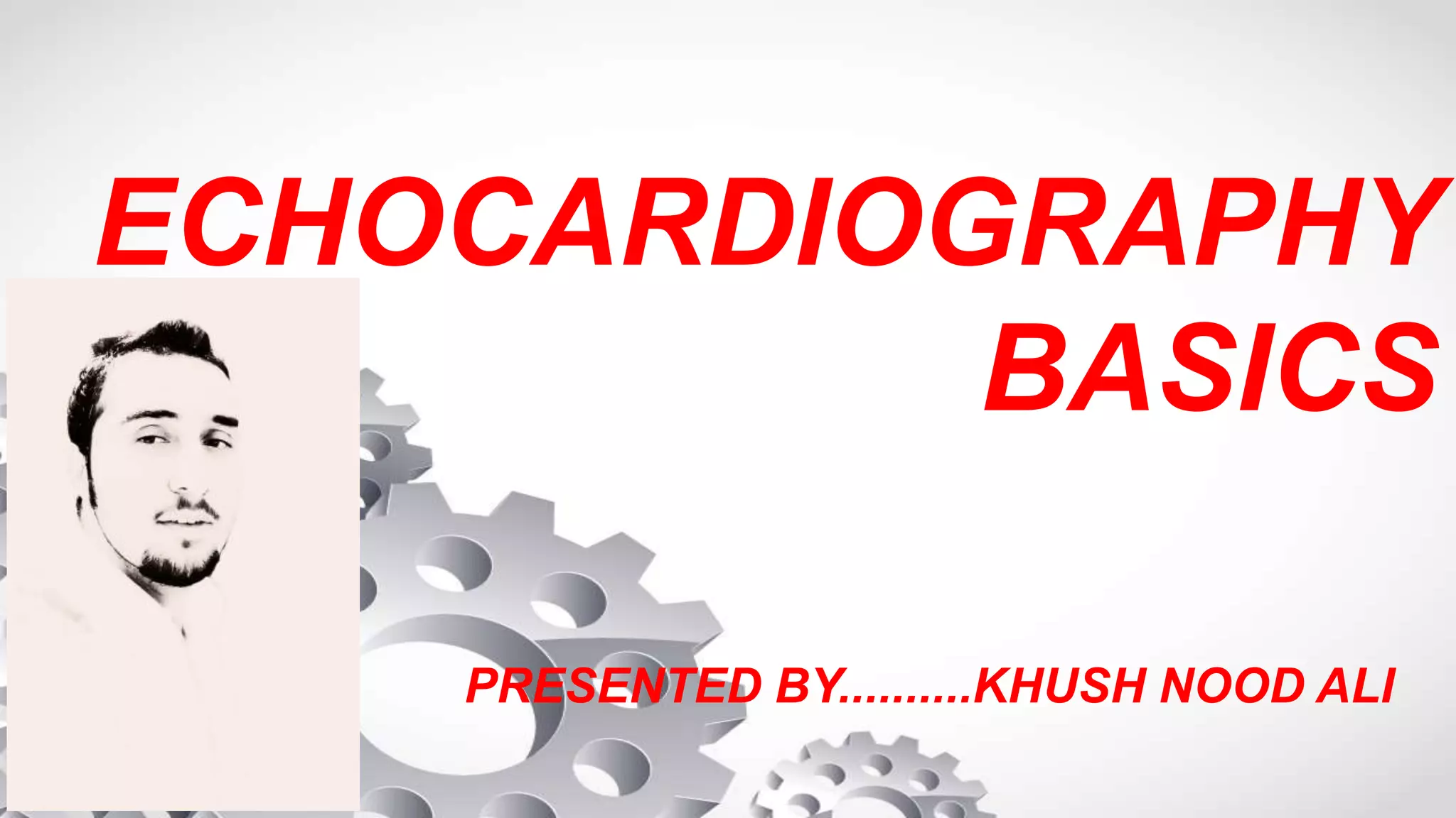 ECHOCARDIOGRAPHY
BASICS
PRESENTED BY..........KHUSH NOOD ALI