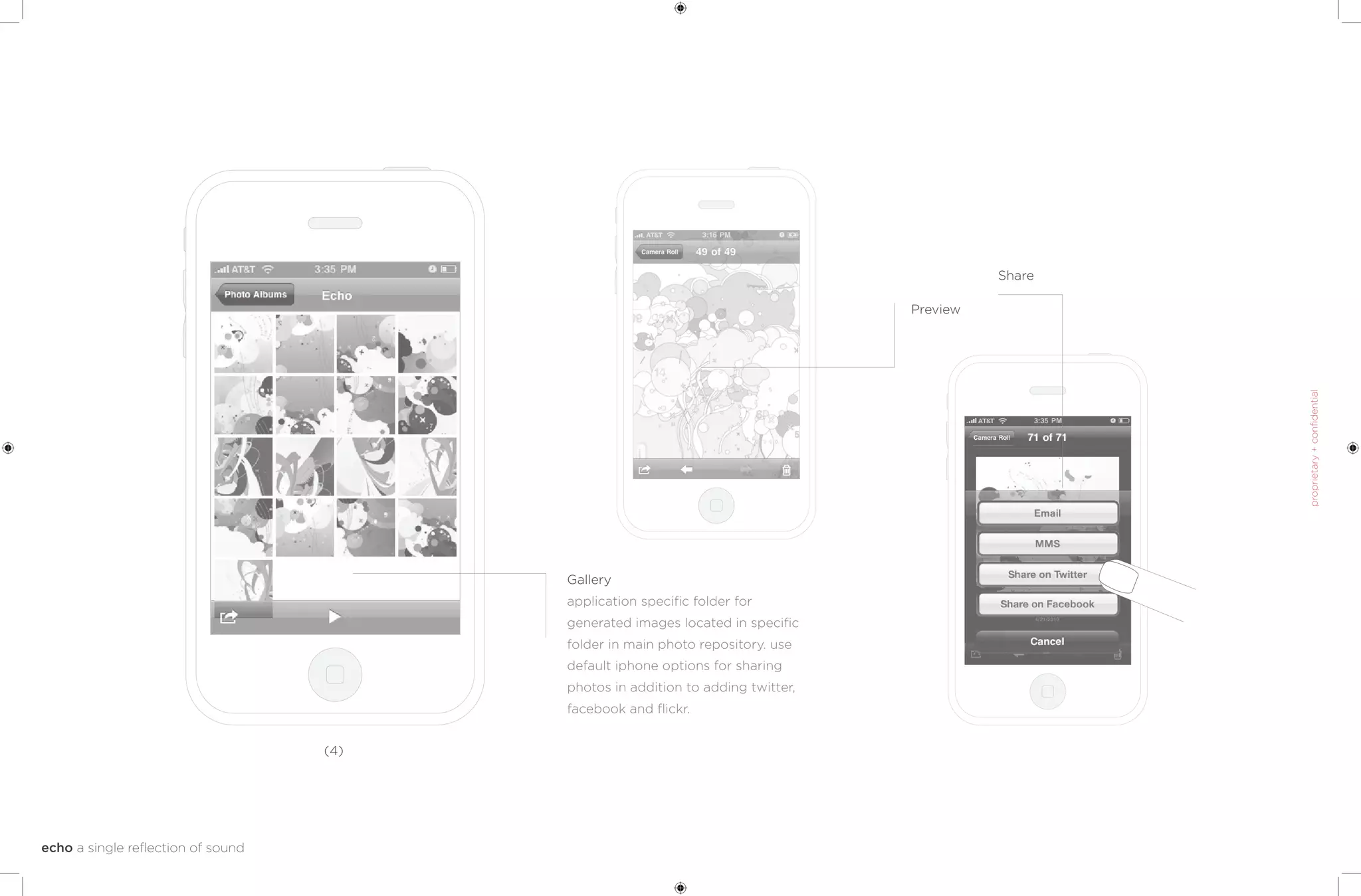 Share

                                              Preview




      Gallery
      application specific folder for
      generated images located in specific
      folder in main photo repository. use
      default iphone options for sharing
      photos in addition to adding twitter,
      facebook and flickr.


(4)
 