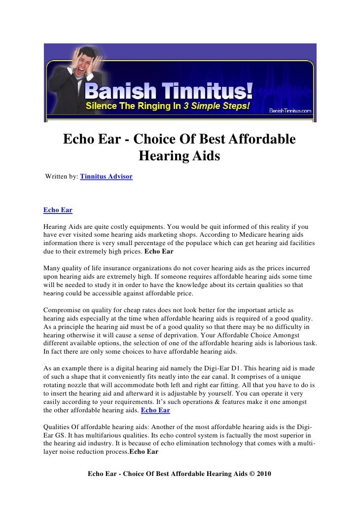 Echo ear choice of best affordable hearing aids
