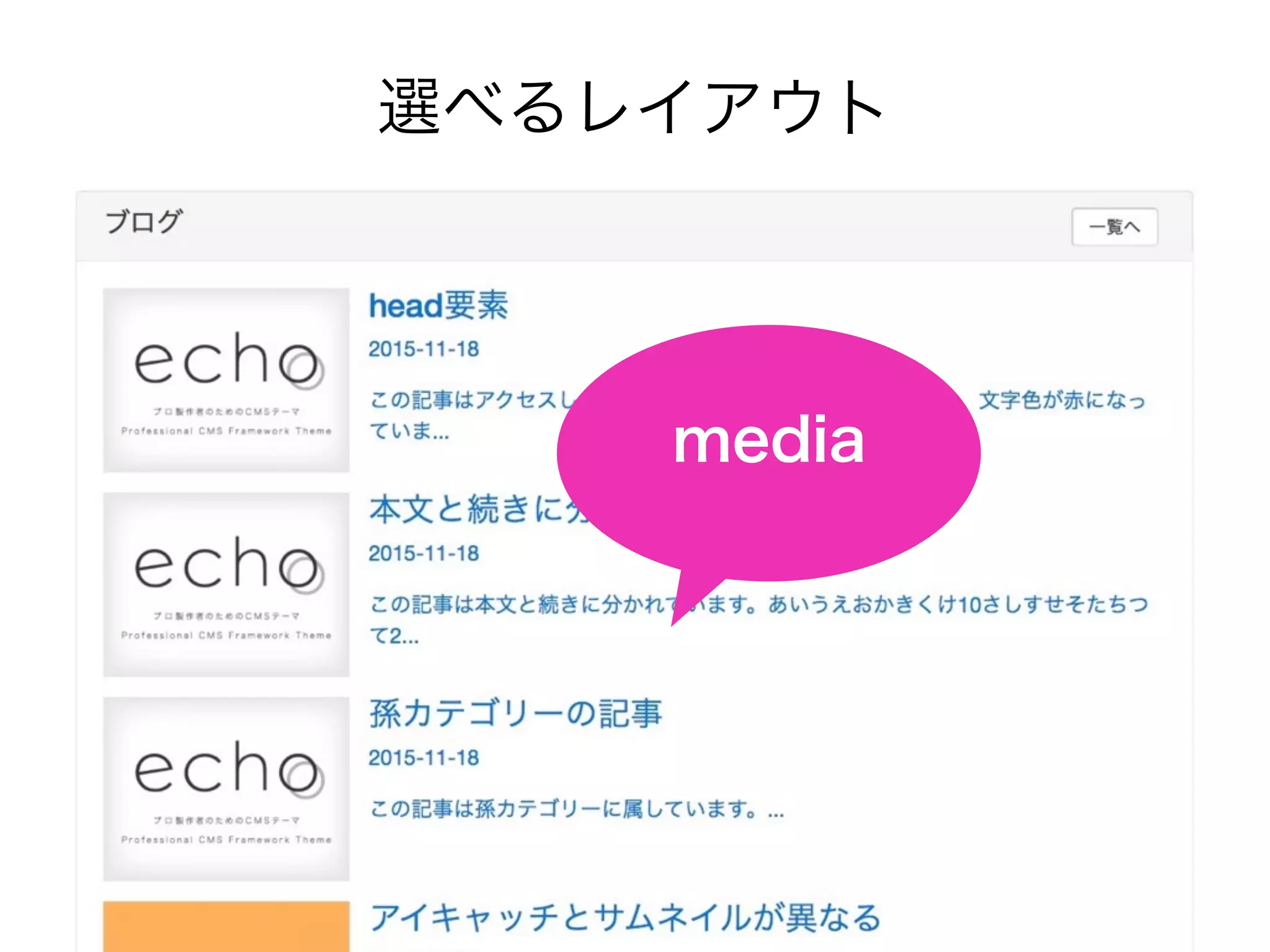 選べるレイアウト
media
 