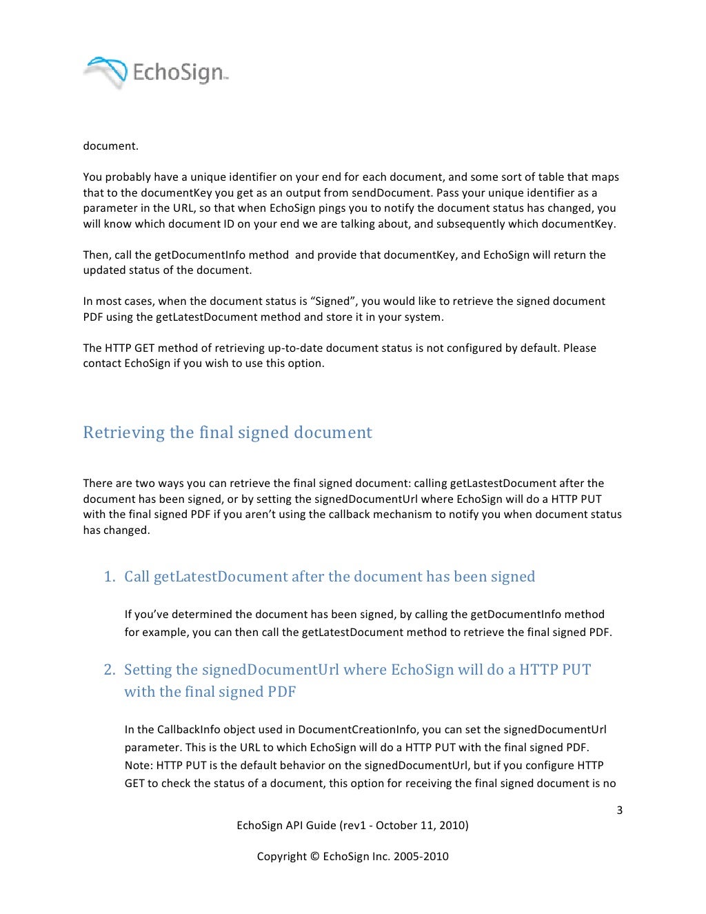 EchoSign ESignature API Guide
