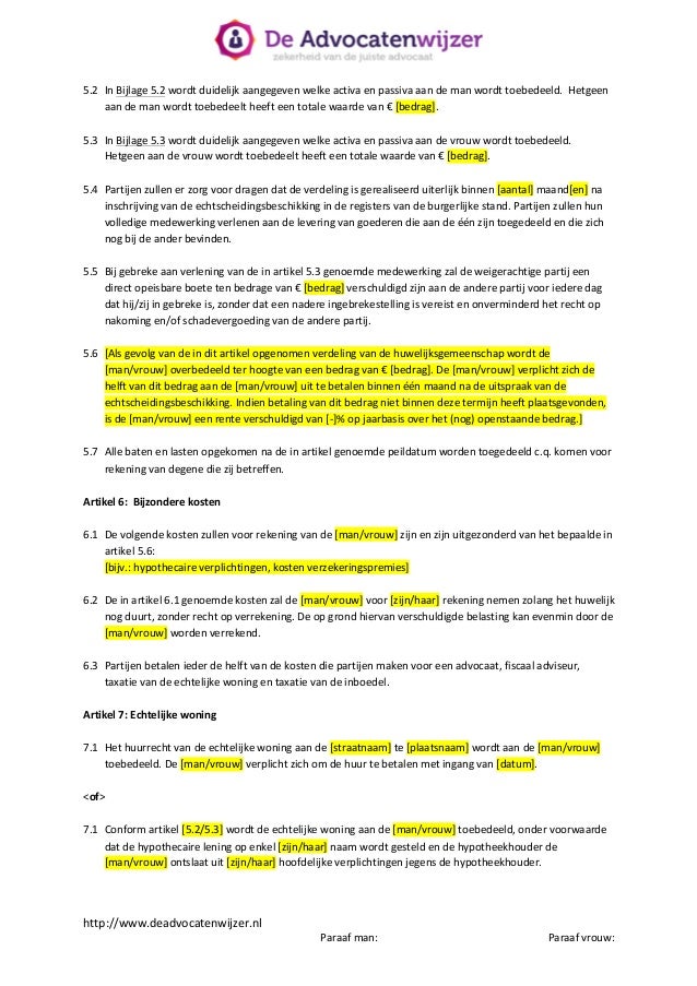 Echtscheidingsconvenant  De Advocatenwijzer