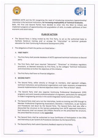 Eci Aicte Mou For Student Internship Pdf