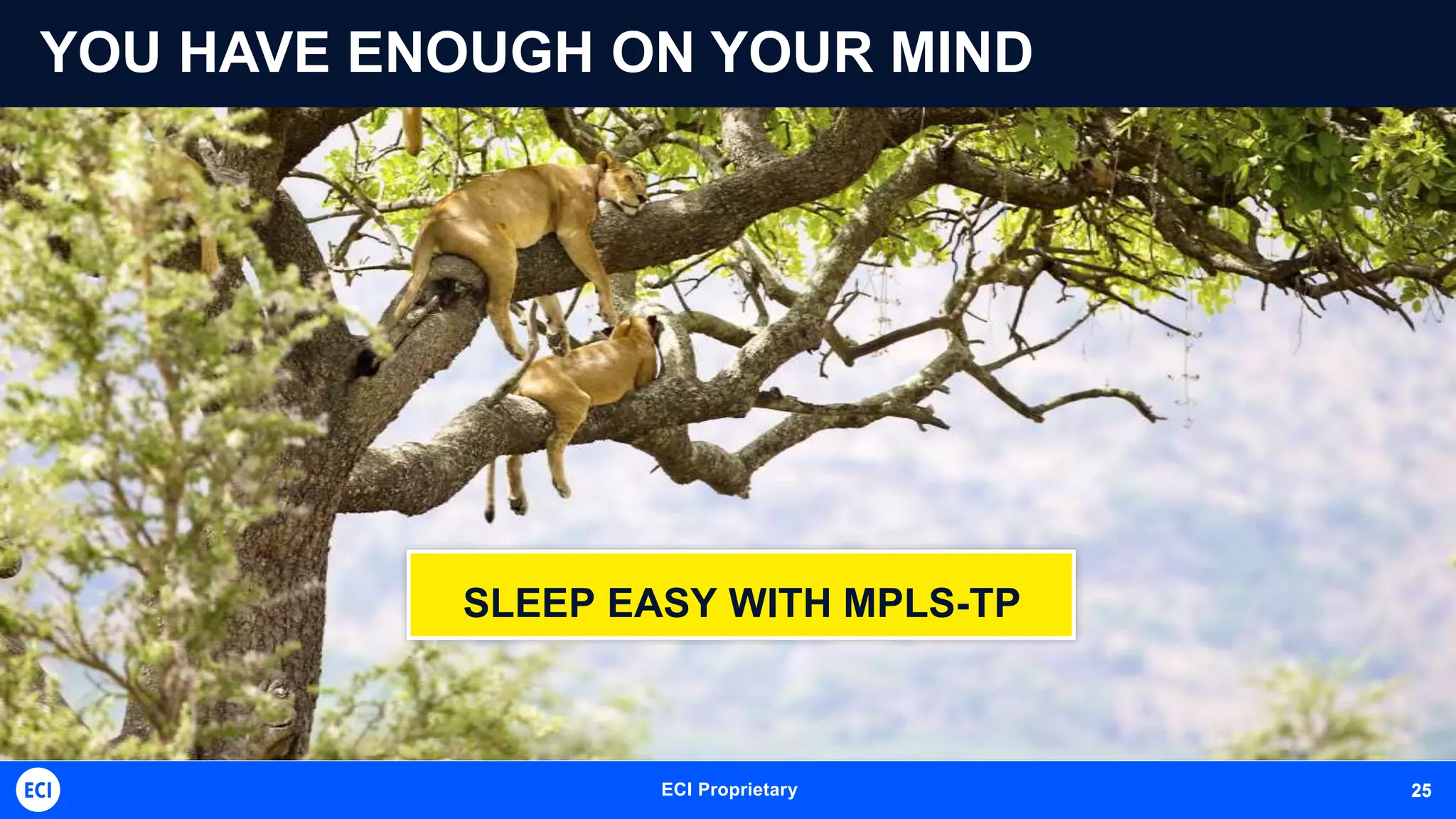ECI Proprietary 25
YOU HAVE ENOUGH ON YOUR MIND
SLEEP EASY WITH MPLS-TP
25
 
