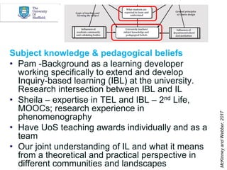 Subject knowledge & pedagogical beliefs
• Pam -Background as a learning developer
working specifically to extend and devel...
